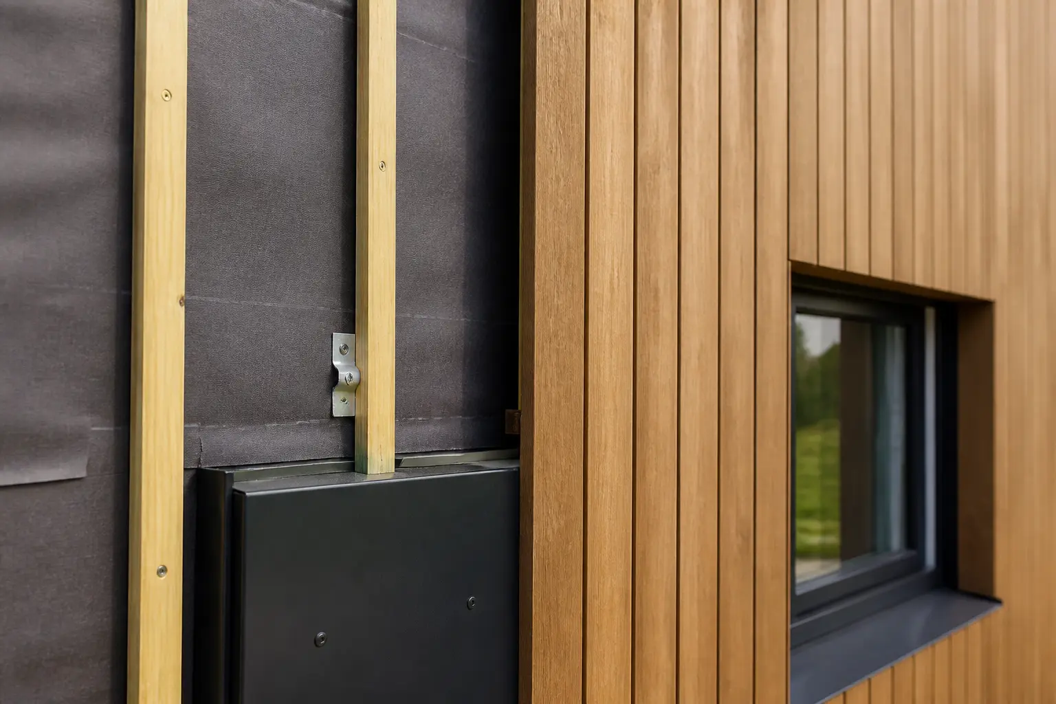Poser un bardage bois vertical sur façade de maison française, lames alignées, ventilation et finitions soignées.