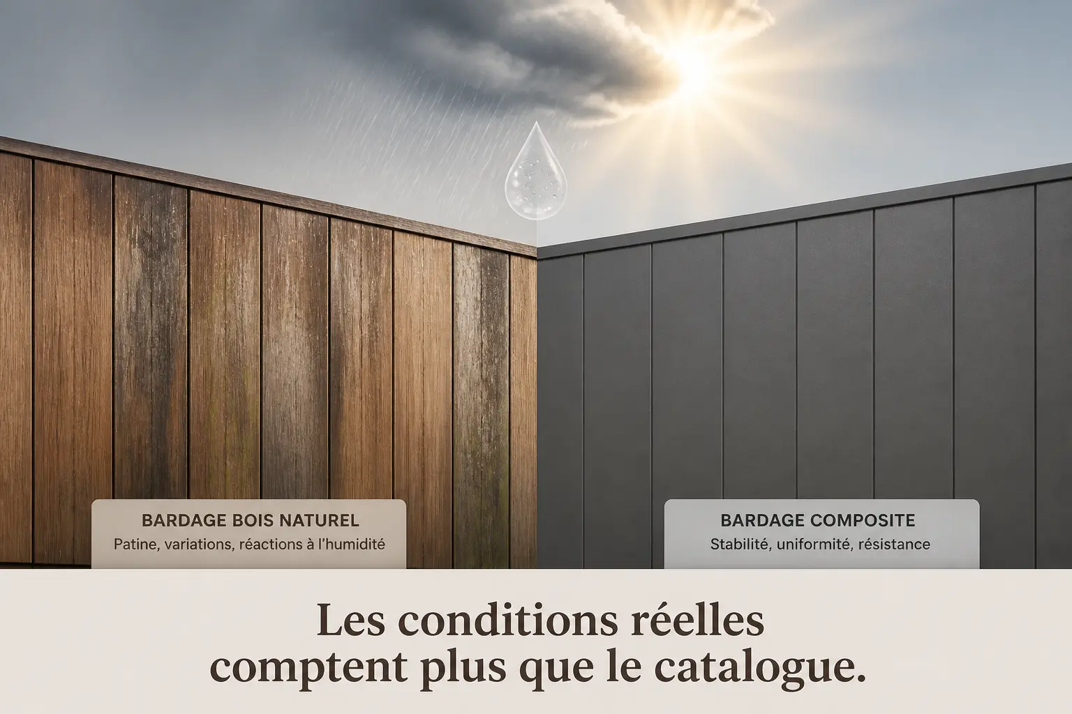 Bardage bois ou composite : ce qui tient vraiment quand la façade prend la pluie, le soleil et le temps