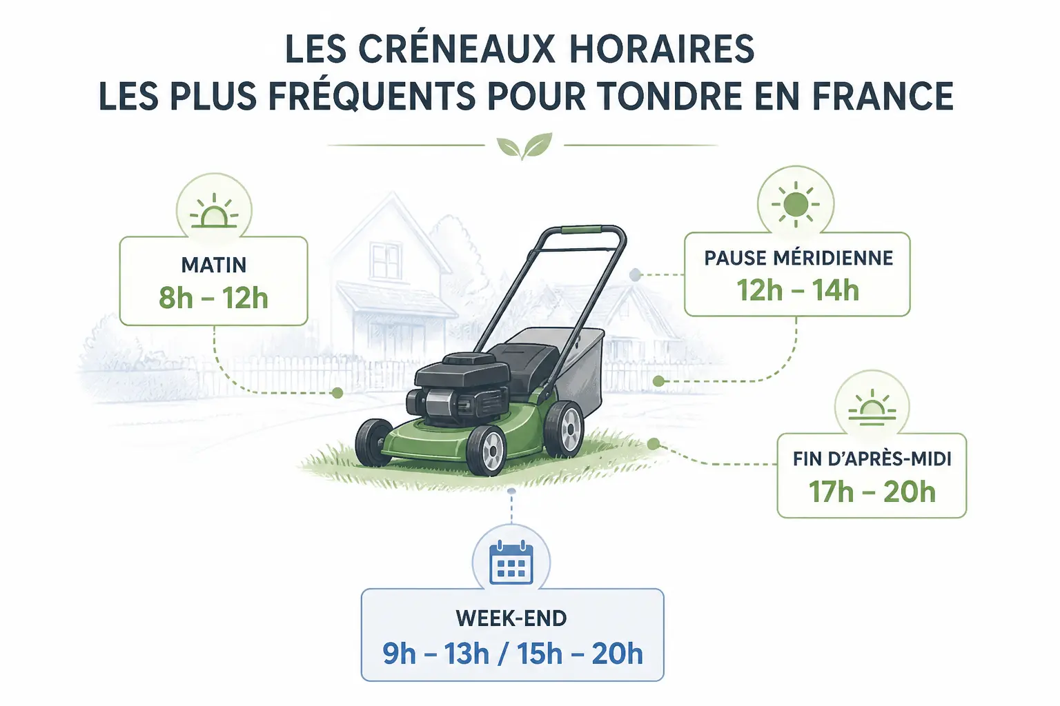 Horaire tondeuse : les plages généralement admises en France