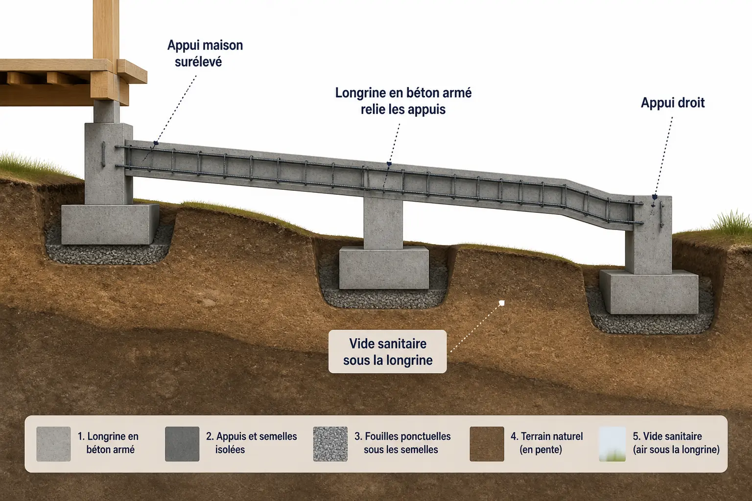 Longrine en béton : à quoi elle sert vraiment en fondation
