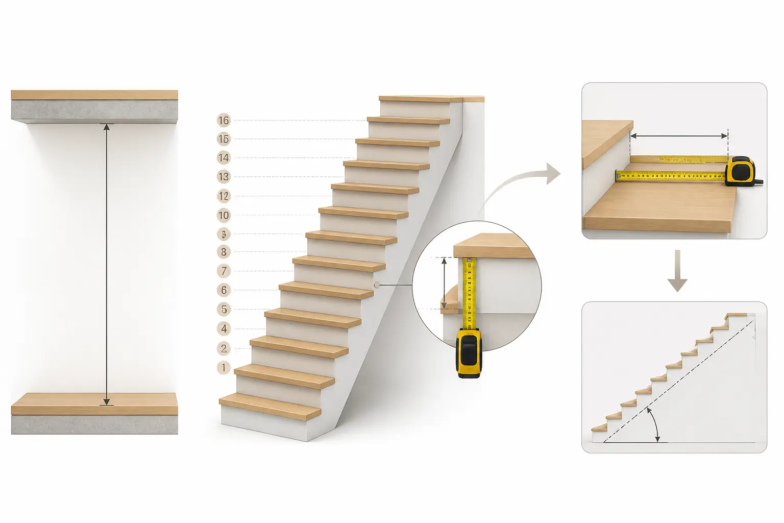 Comment calculer les dimensions d’un escalier, étape par étape
