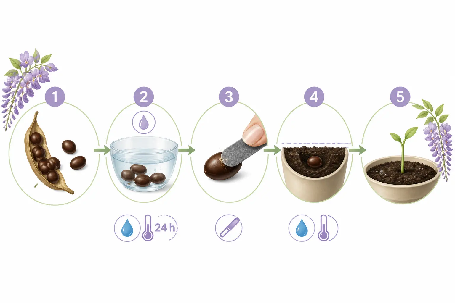 Comment faire germer la glycine étape par étape, sans deviner