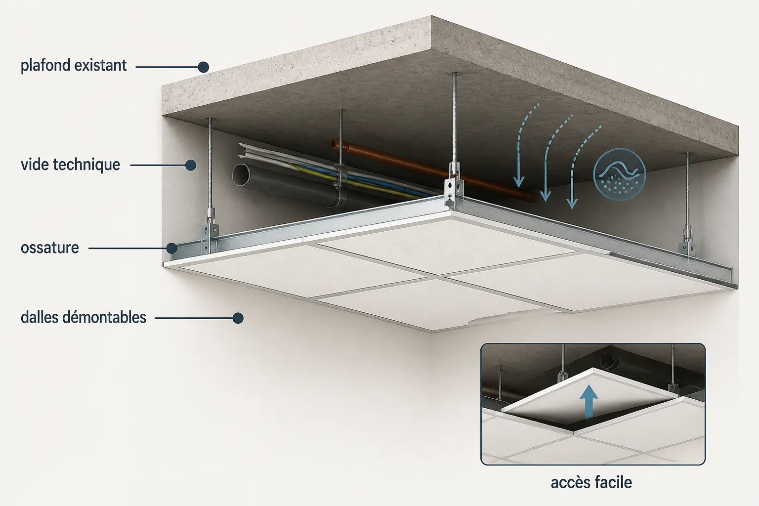 Qu’est-ce qu’un faux plafond démontable, et pourquoi le choisir ?
