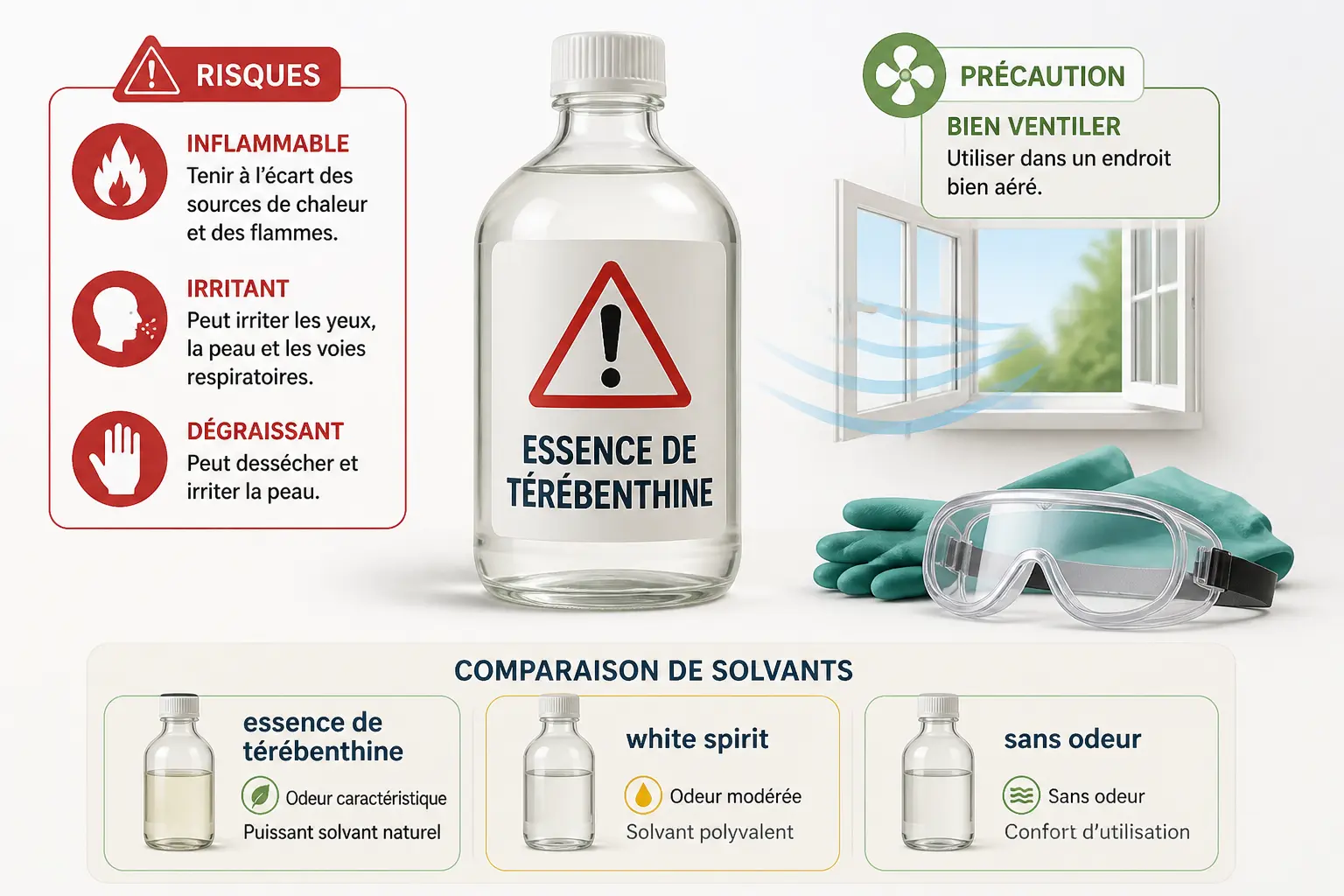 Risques, erreurs fréquentes et alternatives au white spirit